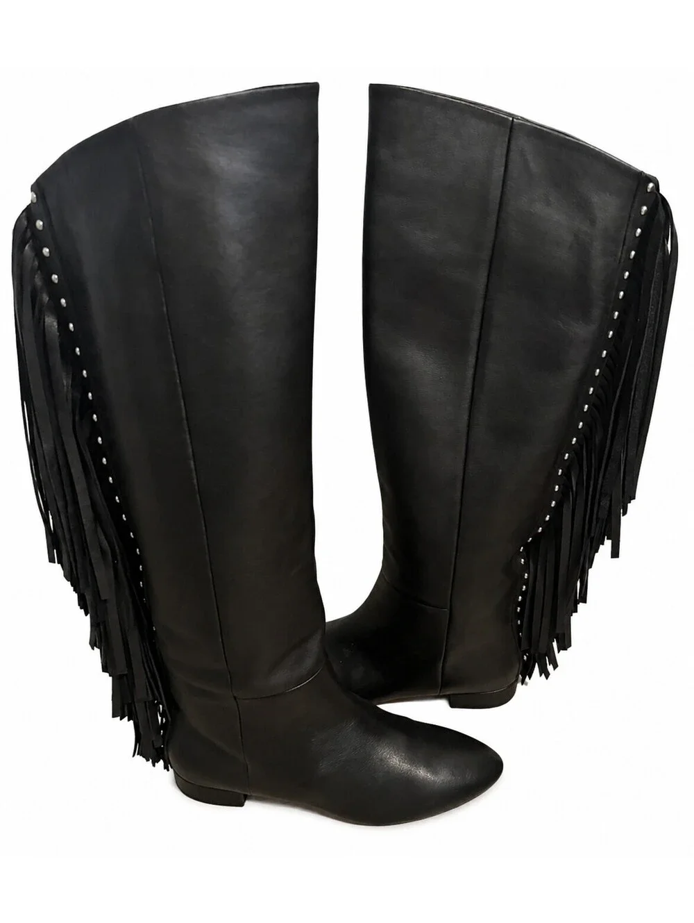 Saint Laurent 35 Dana fringe stud knee high boots leather Reposh